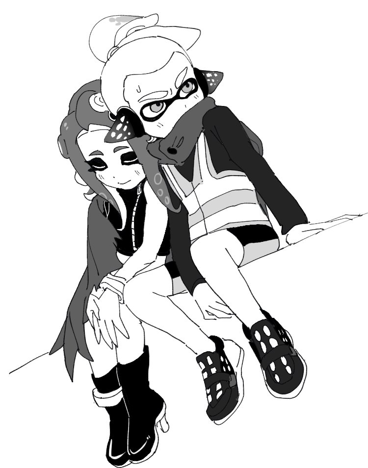 inkling player character, octoling player character, octoling girl, inkling boy, agent 8, and 1 more (splatoon and 2 more) drawn by dede_(qwea_00000)
