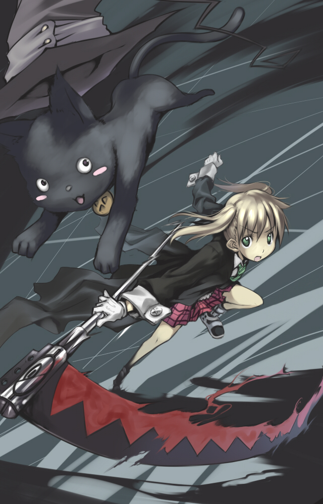 maka albarn and blair (soul eater) drawn by midori_no_ruupe