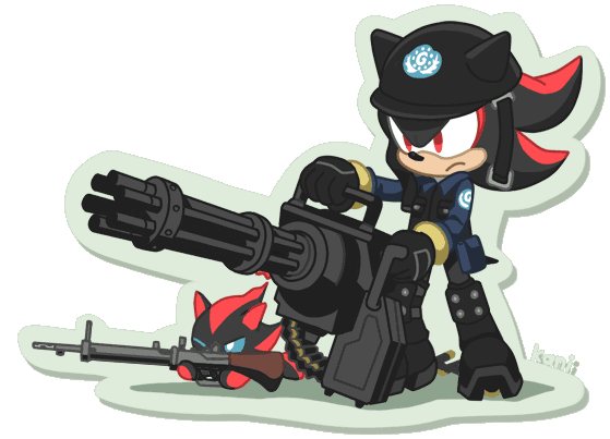 shadow the hedgehog, dark chao, and shadow chao (sonic and 1 more) drawn by kekani