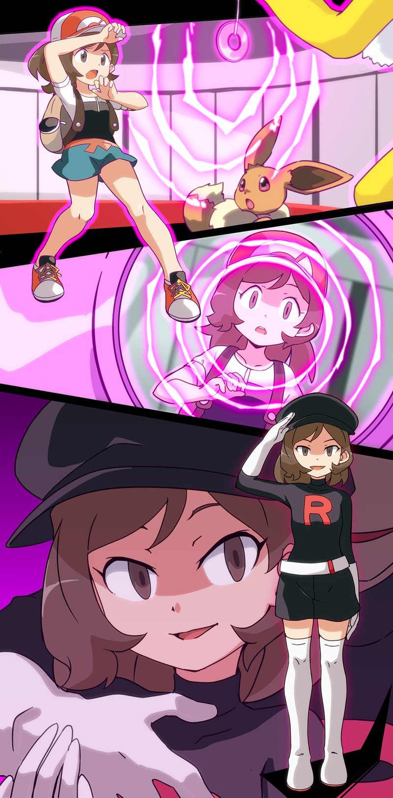 eevee, hypno, and elaine (pokemon and 1 more) drawn by hitsugi_mc