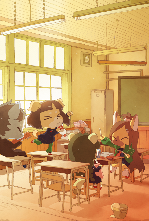 kittun, hakkun, shibarin, and pokoe (show by rock!!) drawn by rikose