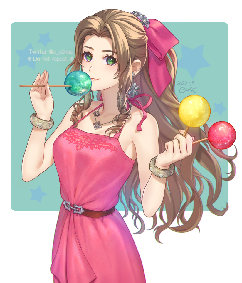 aerith gainsborough (final fantasy and 2 more) drawn by ohse