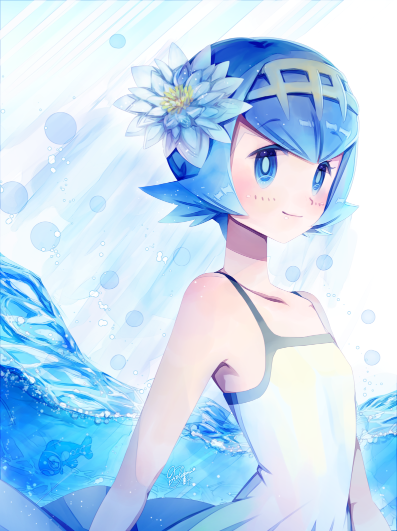 lana and wishiwashi (pokemon and 1 more) drawn by naoto_(yandereheaven)