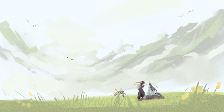 wei wuxian and lan wangji (modao zushi) drawn by xianduguaitan