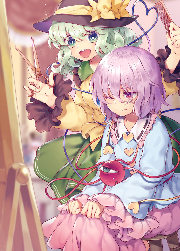 komeiji koishi and komeiji satori (touhou) drawn by tomobe_kinuko