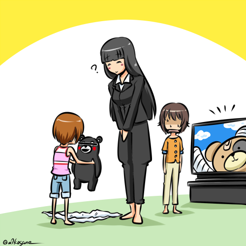 nishizumi miho, nishizumi maho, boko, nishizumi shiho, and kumamon (girls und panzer and 1 more) drawn by kogane_(staygold)