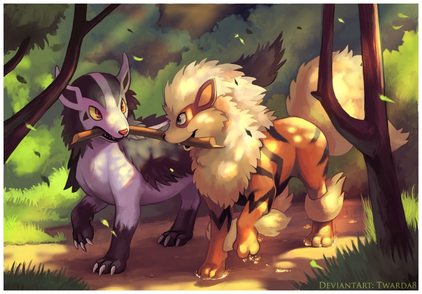 arcanine and mightyena (pokemon) drawn by twarda8