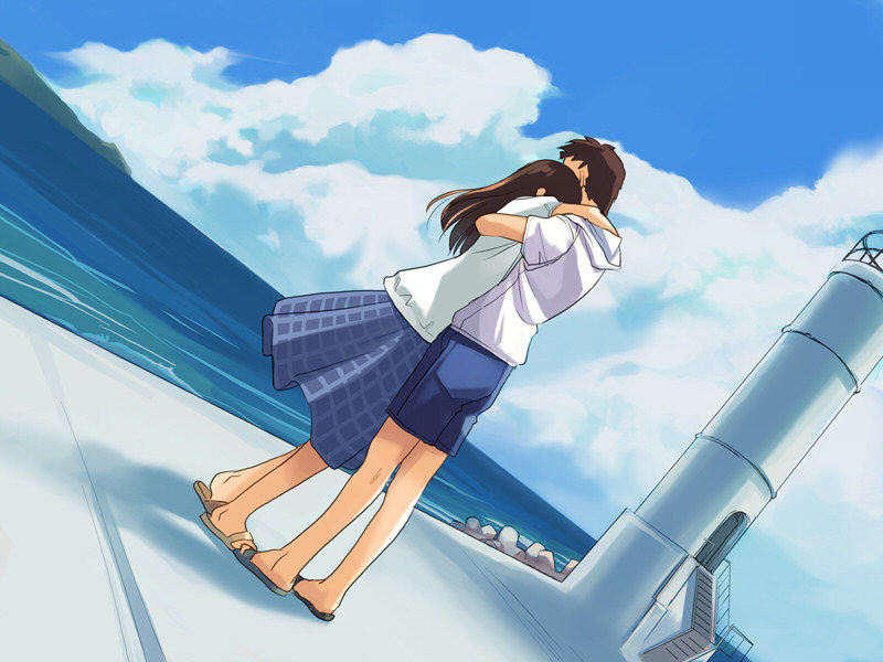 yoshino amane and kaida masashi (hate shinaku aoi kono sora no shita de....) drawn by takamichi