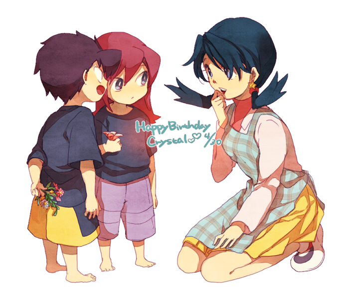 ethan, silver, and kris (pokemon and 1 more) drawn by yui_ko