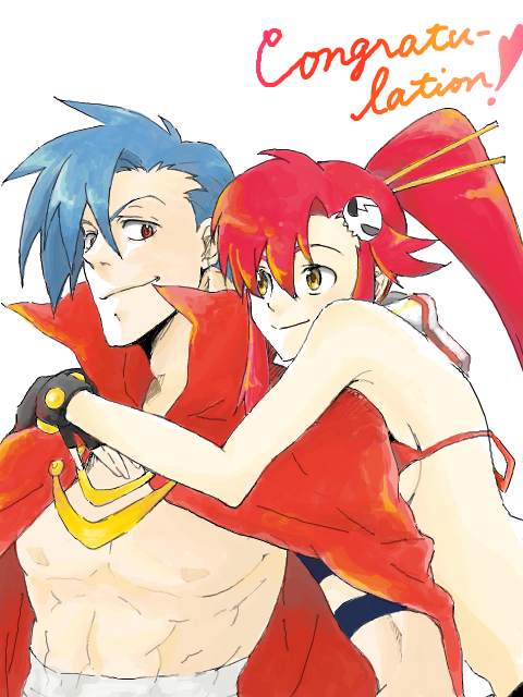 yoko littner and kamina (tengen toppa gurren lagann) drawn by ru&pauda_(artist)