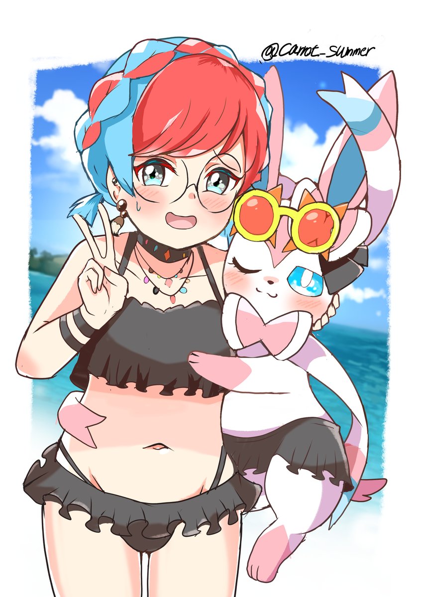 sylveon and penny (pokemon and 1 more) drawn by carrot_summer