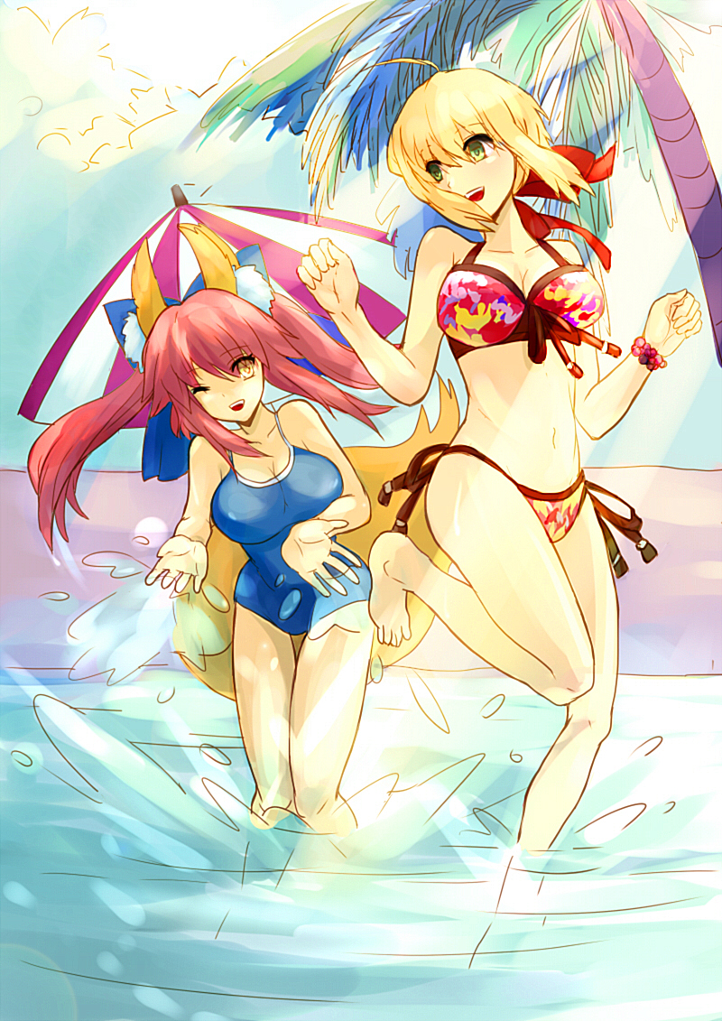 tamamo, nero claudius, and tamamo no mae (fate and 1 more) drawn by izumi_minato