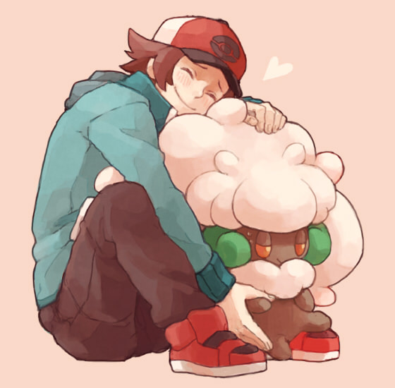 hilbert and whimsicott (pokemon and 1 more) drawn by ikra_(katacoly)