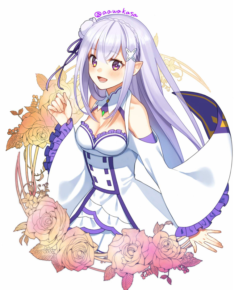 emilia (re:zero kara hajimeru isekai seikatsu) drawn by ryuuki_(hydrangea)