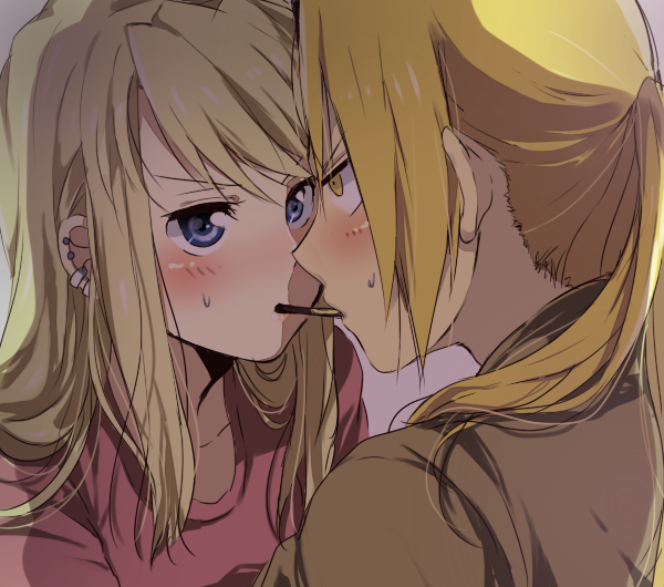 edward elric and winry rockbell (fullmetal alchemist) drawn by mitsu_yomogi
