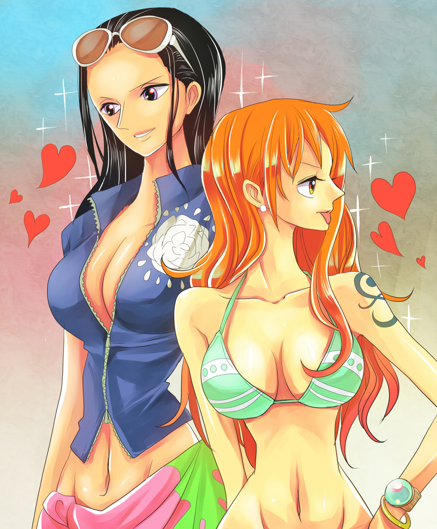 nami and nico robin (one piece) drawn by himerinco