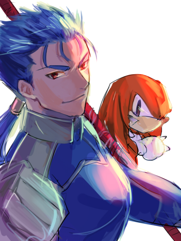cu chulainn, knuckles the echidna, and kanna nobutoshi (fate and 2 more) drawn by kona_(mmm3608)