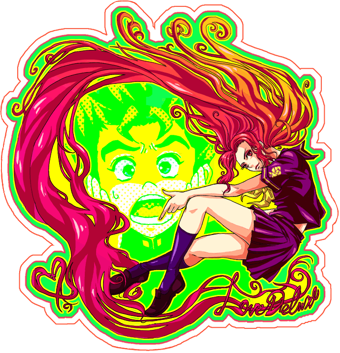 hirose koichi, yamagishi yukako, and love deluxe (jojo no kimyou na bouken and 1 more) drawn by awa_toka