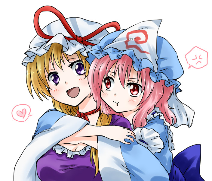yakumo yukari and saigyouji yuyuko (touhou) drawn by unya
