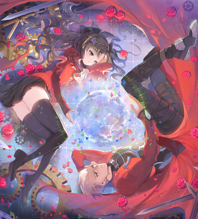 tohsaka rin and archer (fate and 1 more) drawn by repi
