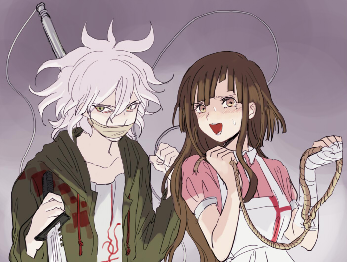 komaeda nagito and tsumiki mikan (danganronpa and 1 more) drawn by gorgomm