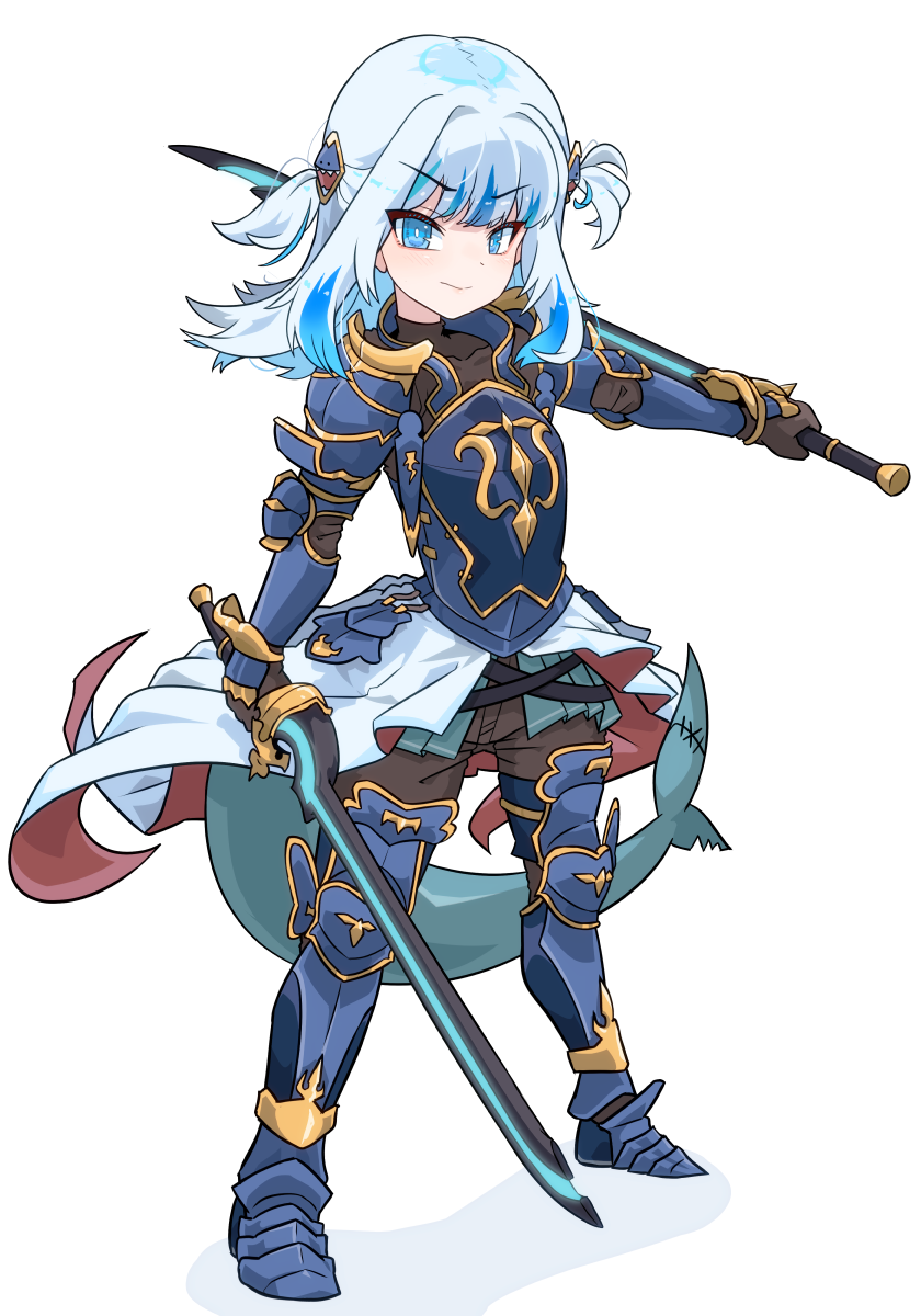 gawr gura and lancelot (hololive and 2 more) drawn by moral_cacoethes