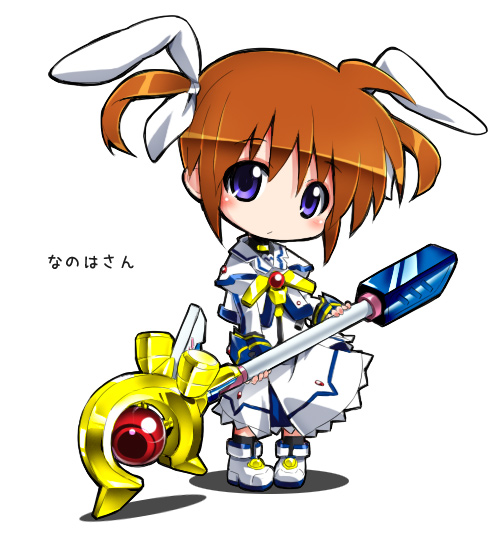 takamachi nanoha and raising heart (lyrical nanoha and 2 more) drawn by izuno_kenta