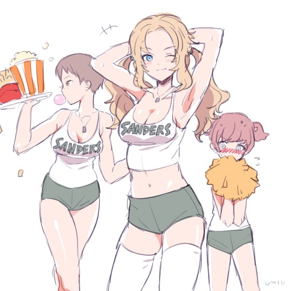kay, alisa, and naomi (girls und panzer and 1 more) drawn by umiu_(hoge)