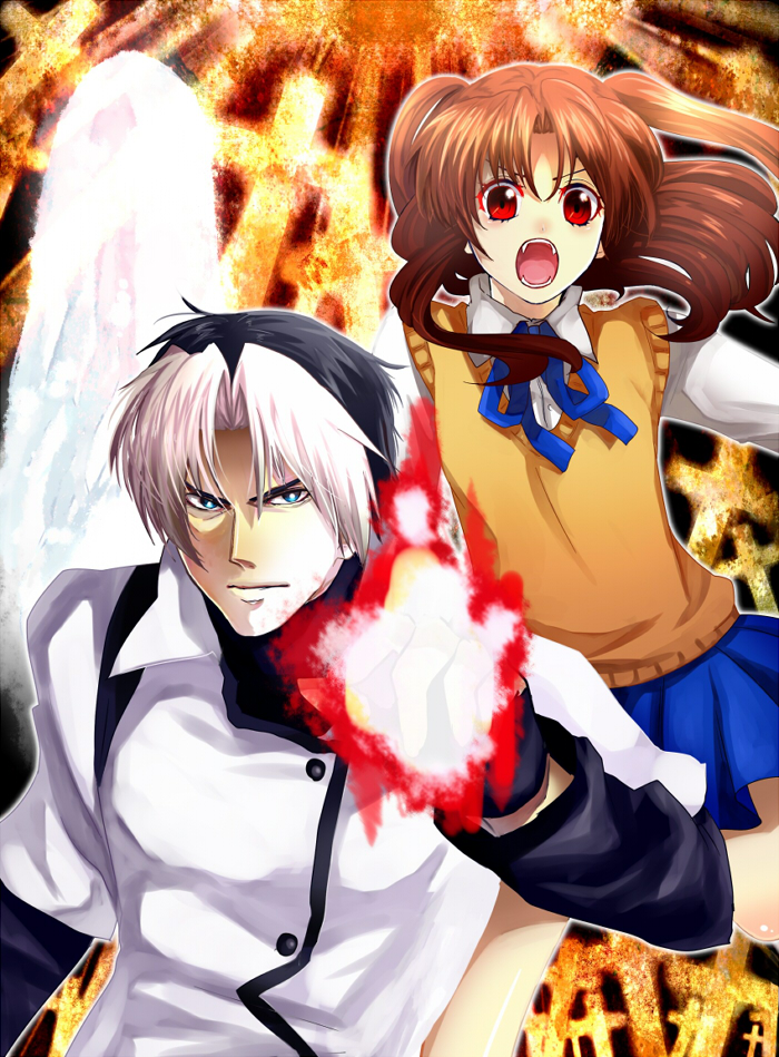yumizuka satsuki and sachiel (tsukihime and 2 more) drawn by honchu