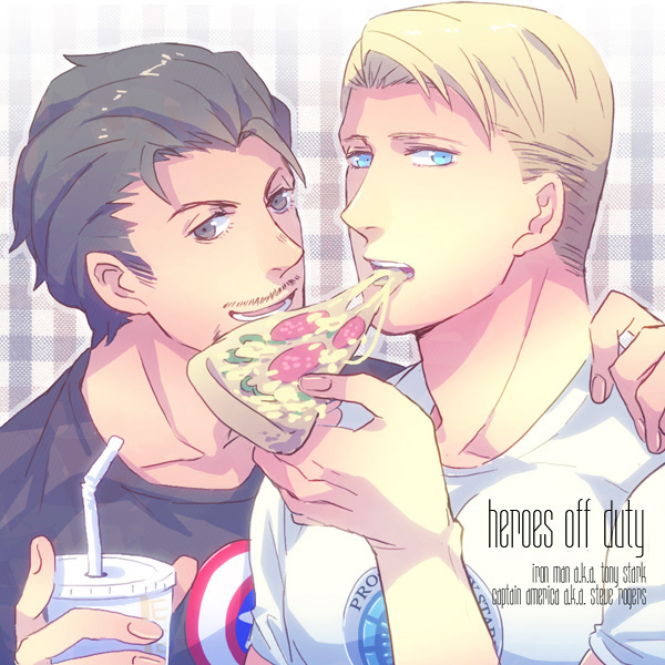 steve rogers and tony stark (marvel and 1 more) drawn by jo_(artist)