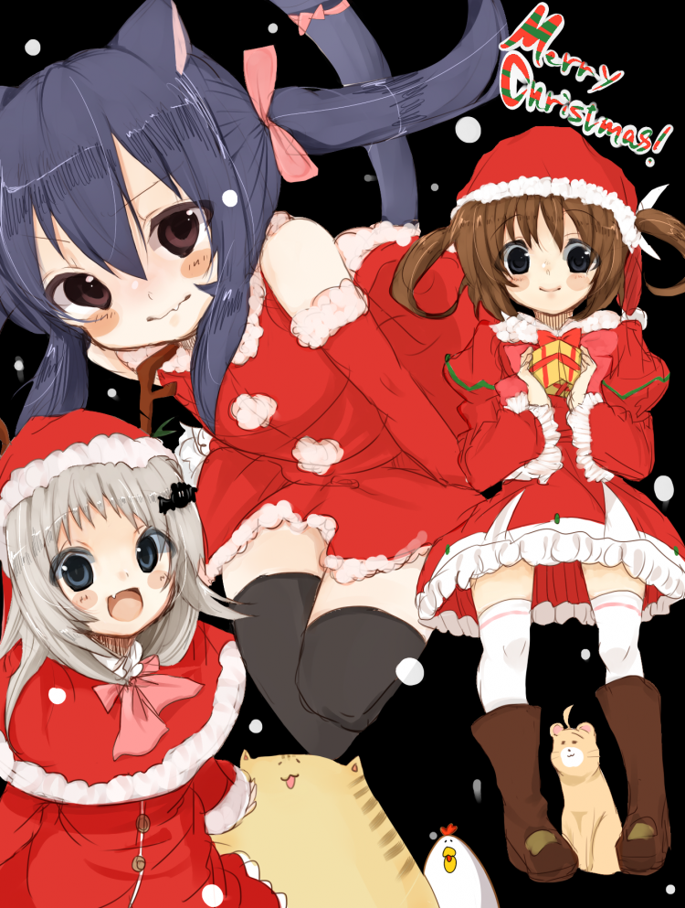 nakano azusa, hirasawa yui, takamachi nanoha, noumi kudryavka, yuuno scrya, and 1 more (k-on! and 3 more) drawn by natsu_(norari_kurari)