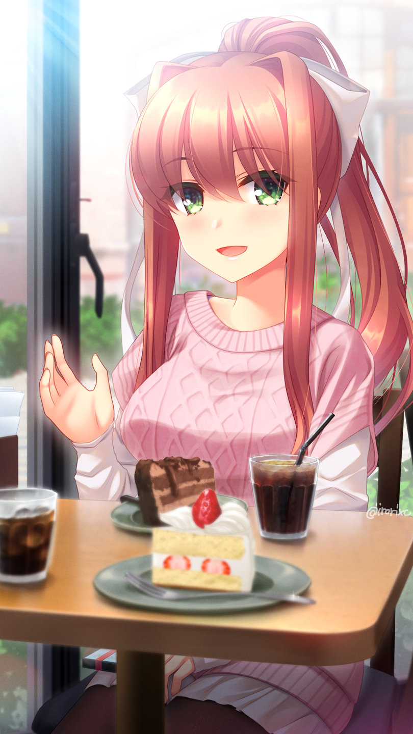 monika (doki doki literature club) drawn by irori_(irorixc)