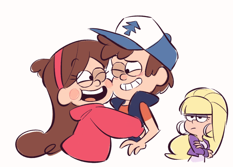 mabel pines, dipper pines, and pacifica northwest (gravity falls) drawn by ukata