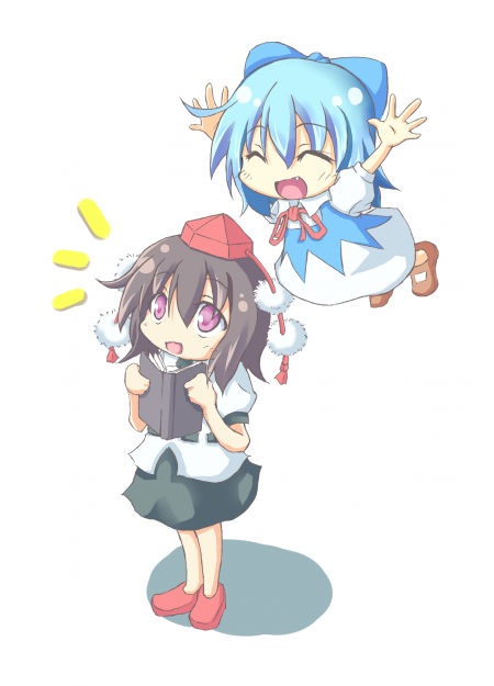 cirno and shameimaru aya (touhou) drawn by kooku_(ni-ru)