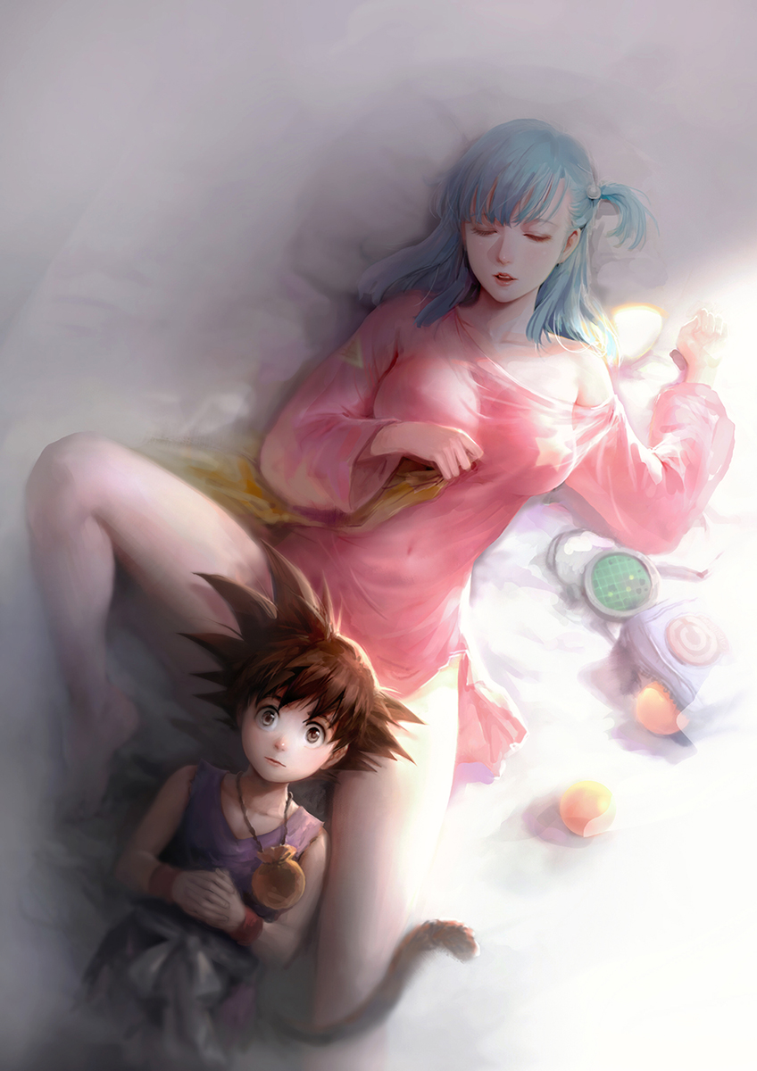 son goku and bulma (dragon ball) drawn by fooltown