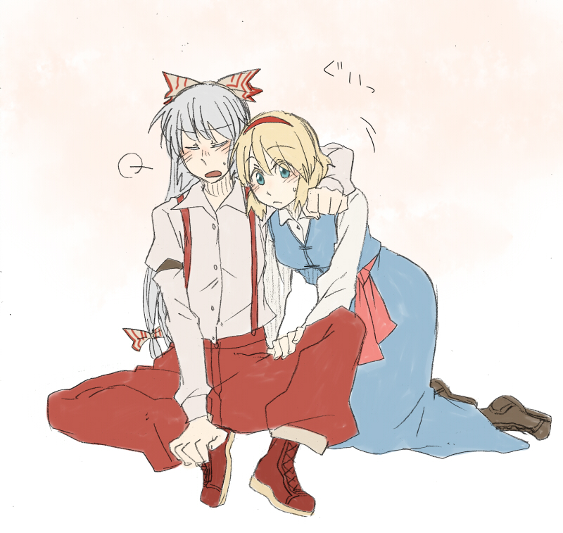 alice margatroid and fujiwara no mokou (touhou) drawn by torinone