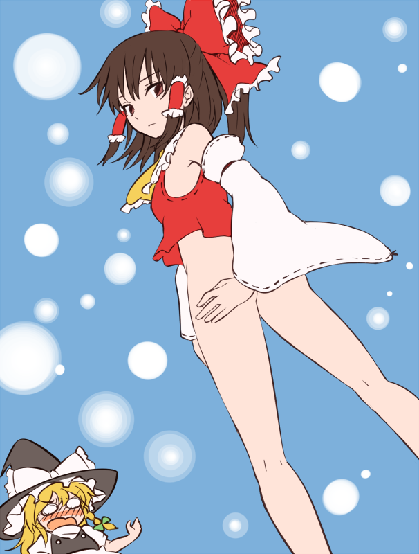 hakurei reimu and kirisame marisa (touhou) drawn by miyo_(ranthath)