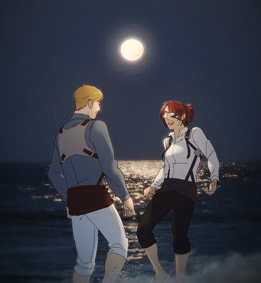 hange zoe and moblit berner (shingeki no kyojin) drawn by hanpetos