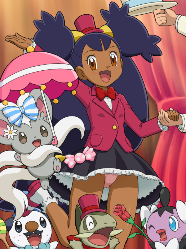 oshawott, iris, cilan, axew, cinccino, and 1 more (pokemon and 1 more) drawn by pokemoa