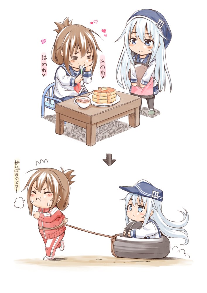 hibiki and inazuma (kantai collection) drawn by fujishima_shinnosuke