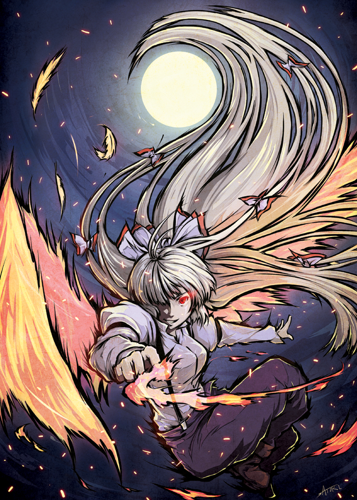 fujiwara no mokou (touhou) drawn by satori_(transient_wind)
