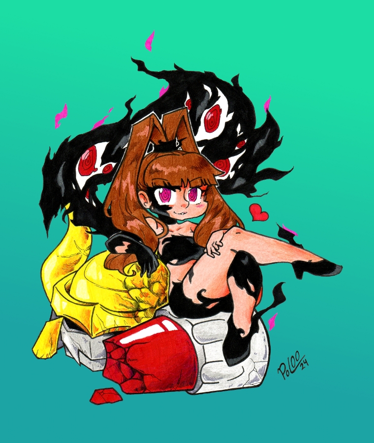 amano nene, darkknightmon, and shademon (digimon and 1 more) drawn by pablomelk