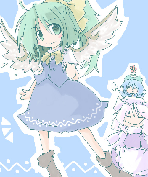 cirno, daiyousei, and letty whiterock (touhou) drawn by 216
