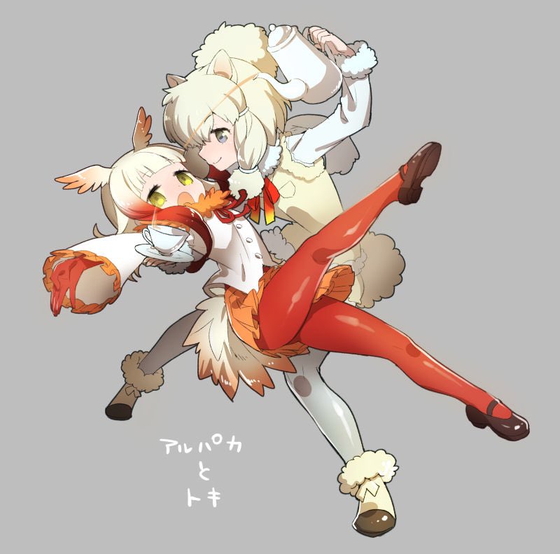 japanese crested ibis and alpaca suri (kemono friends) drawn by mucchiri_shiitake