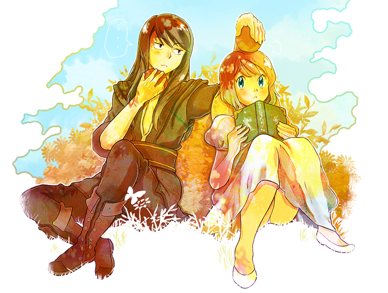 yuri lowell and estellise sidos heurassein (tales of and 1 more) drawn by omote-geppo