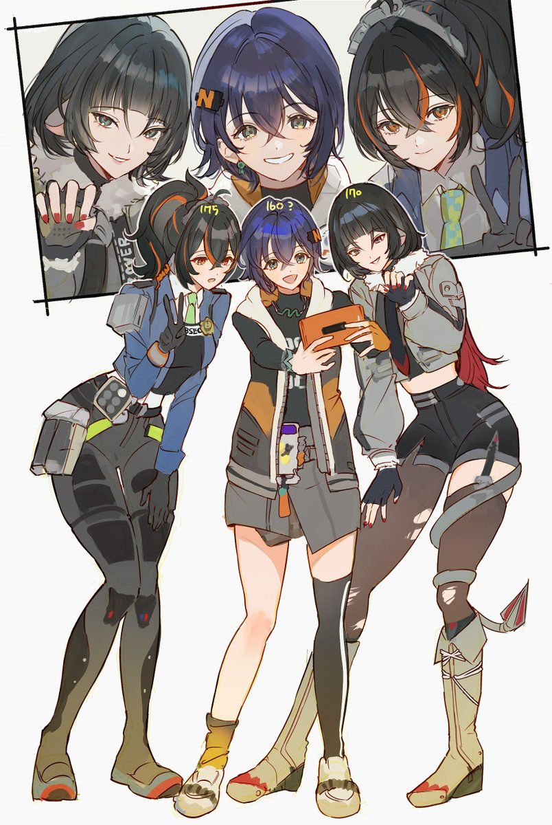 belle, jane doe, and zhu yuan (zenless zone zero) drawn by chibiya1010