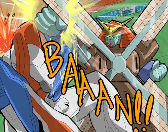 god gundam and nether gundam (gundam and 2 more) drawn by kurosshu