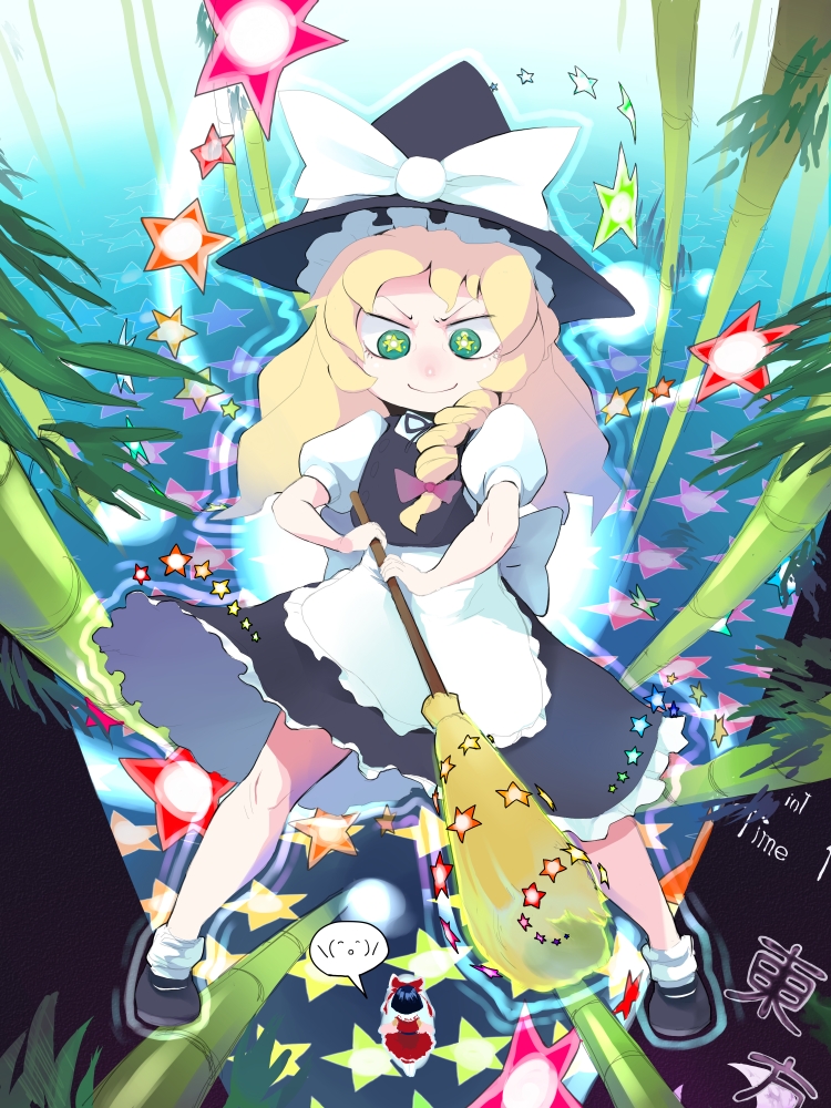 hakurei reimu and kirisame marisa (touhou and 1 more) drawn by moudoku_(decopon3rd)