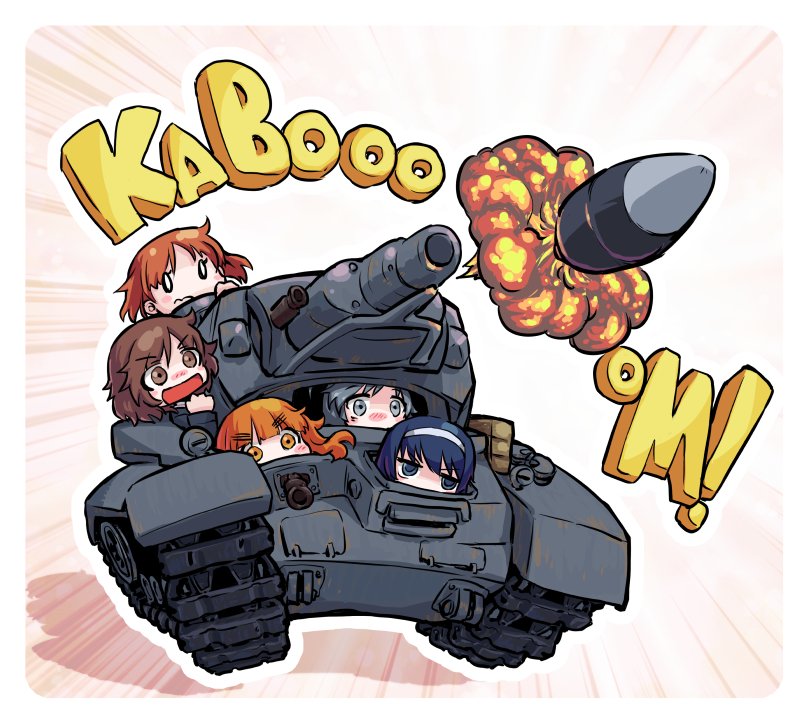 nishizumi miho, akiyama yukari, takebe saori, reizei mako, and isuzu hana (girls und panzer) drawn by monolith_(suibou_souko)