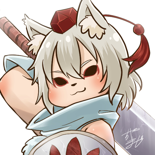 inubashiri momiji and amaterasu (touhou and 1 more) drawn by chamaji